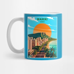 Waikiki Honolulu Hawaii Travel and Tourism Advertising Print Mug